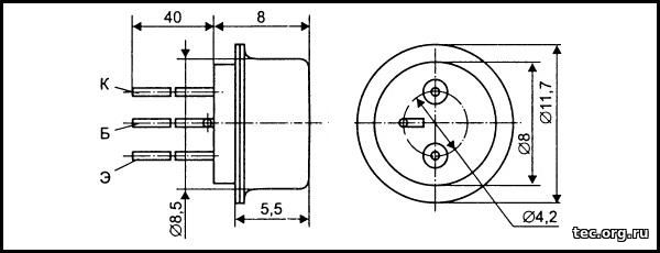 Чертеж транзистора МП37(А)